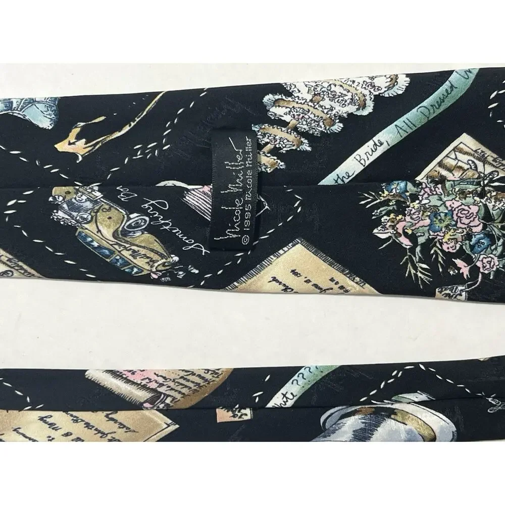 Vintage 1995 Nicole Miller Father of the Bride Wedding Theme Silk Neck Tie